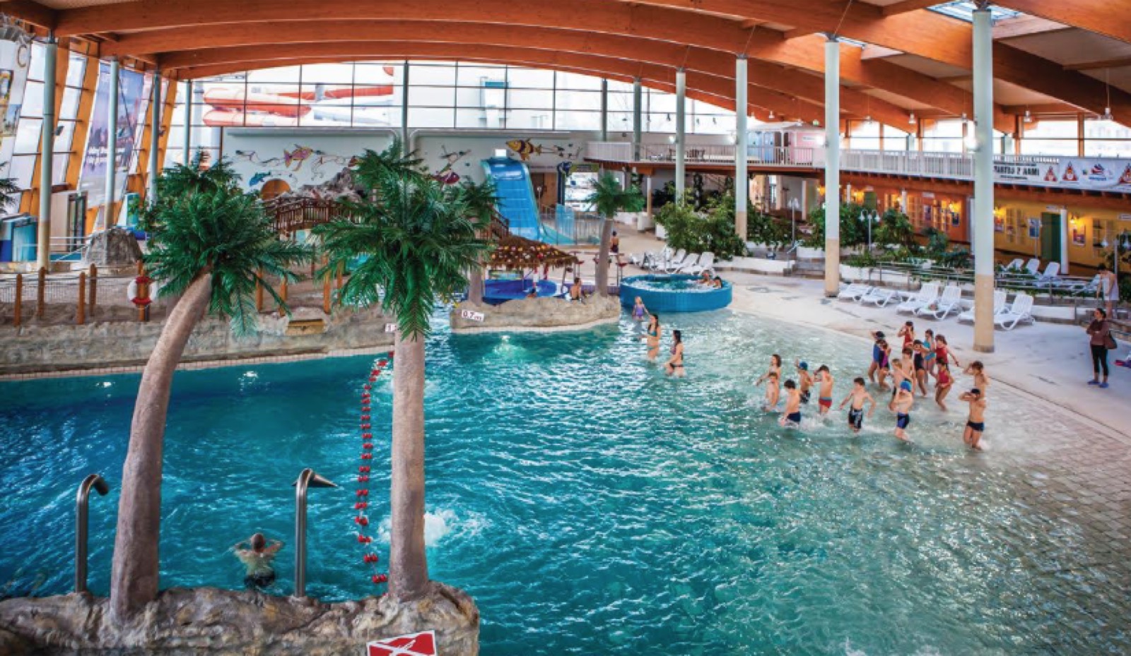 Indoor pools and recreation area at Wrocław Aquapark