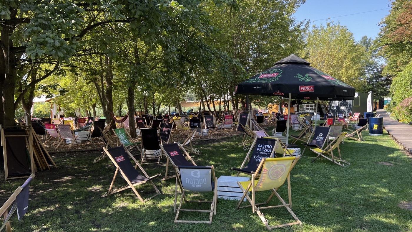 Deckchairs under the trees